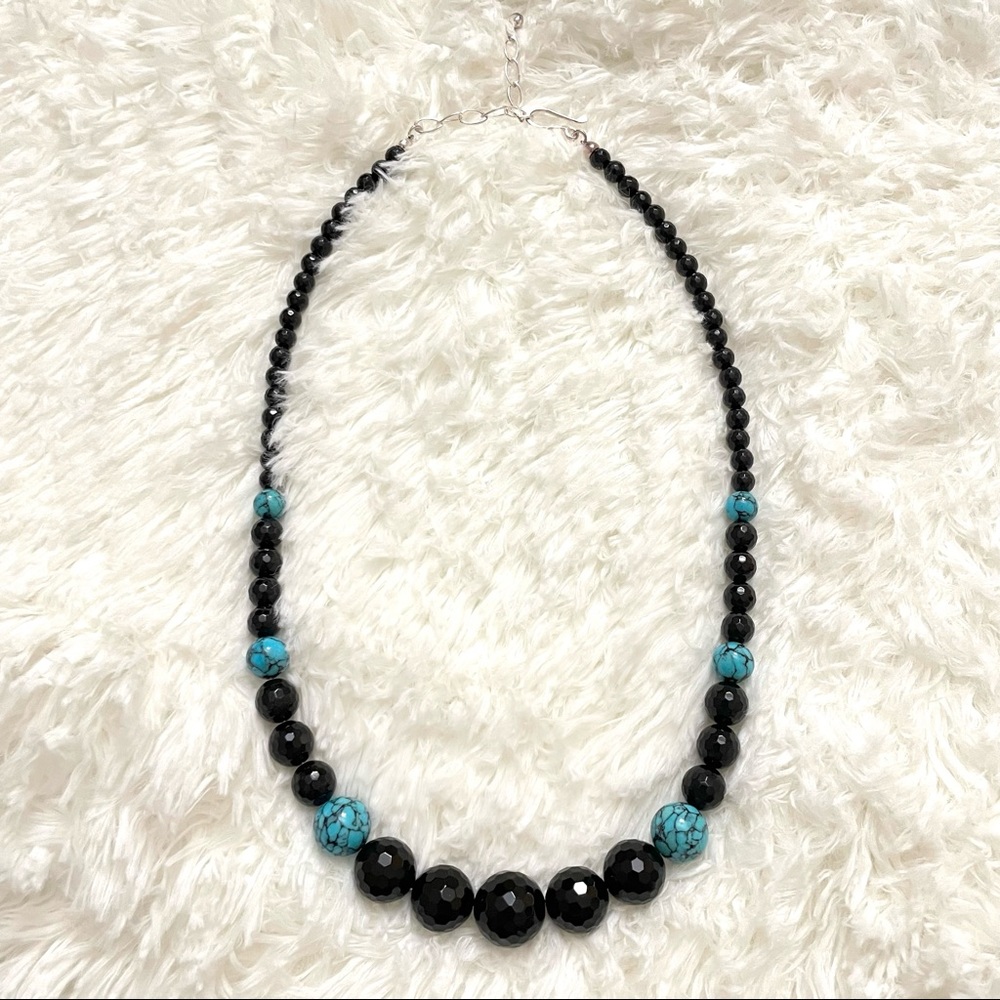 Jay King DTR 925 Midnight Chalcedony Blue Turquoise Beaded Necklace sterling